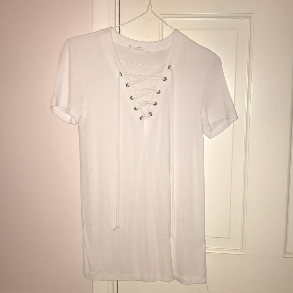Casual Cross Detail White Tee